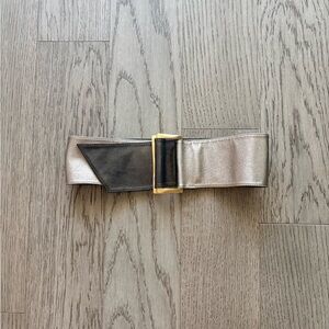Suzi Roher Metallic Wide Belt with Gold Buckle